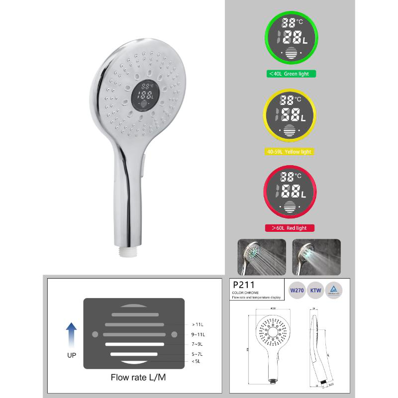 Product image: Super bath shower head with led round, , medium-null