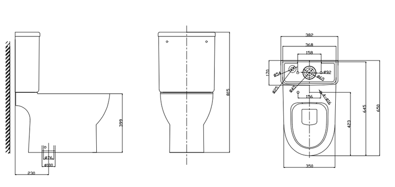 Product image: Lorena rimless complete set toilet s-trap 230mm, , medium-null
