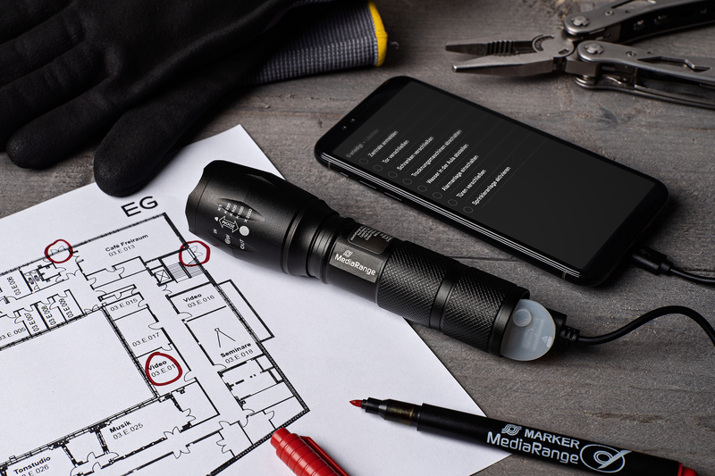 Mediarange led flashlight with powerbank, 1.800mAh battery, , medium-null