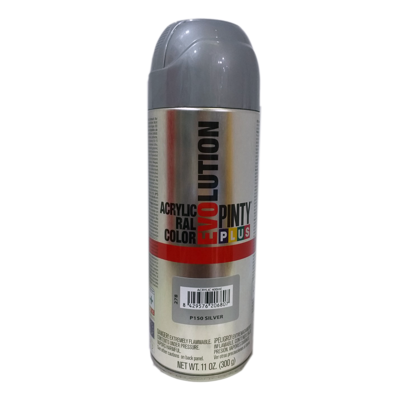 Acrylic paint spray silver p150 400ml evolution, , medium image number null