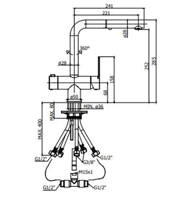 Ringo 3-way sink mixer with pull out spray black matt, , medium image number null