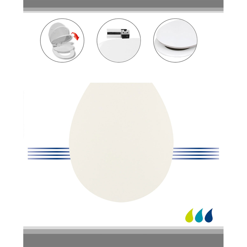 Tendance mdf toilet seat 18" chrome abs hinges soft close system, , medium image number null