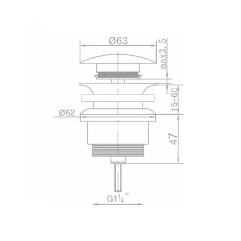 Brushed gold universal click-clack valve, , medium image number null
