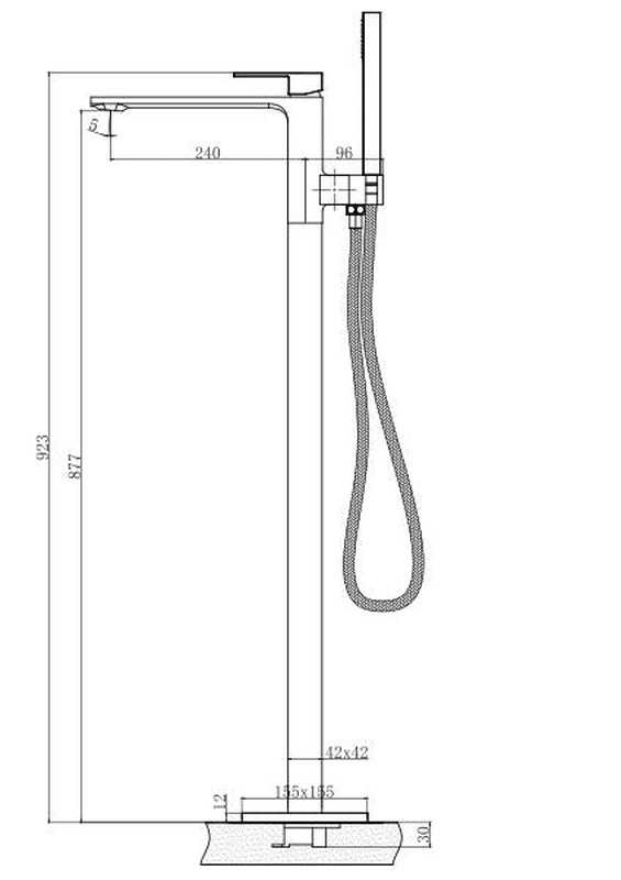 Floor standing square bath mixer, , medium-null