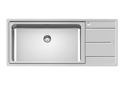 Foster evo s/steel sink 1 bowl & drainer 116x50cm, , medium