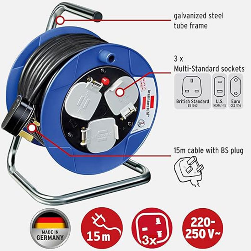 Brennenstuhl 1078187900 cable reel 15m blue, , medium image number null