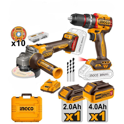 Ingco ckli20273e 20v drill and grinder set, , medium