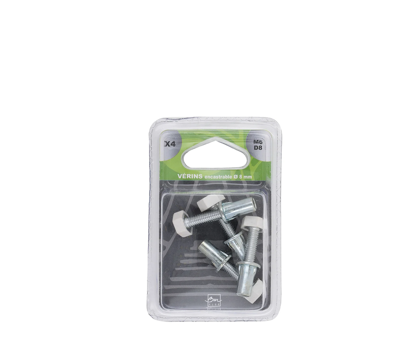 Furniture roll screw cylinder. &Phi;8mm metal. White 4 pcs.-null