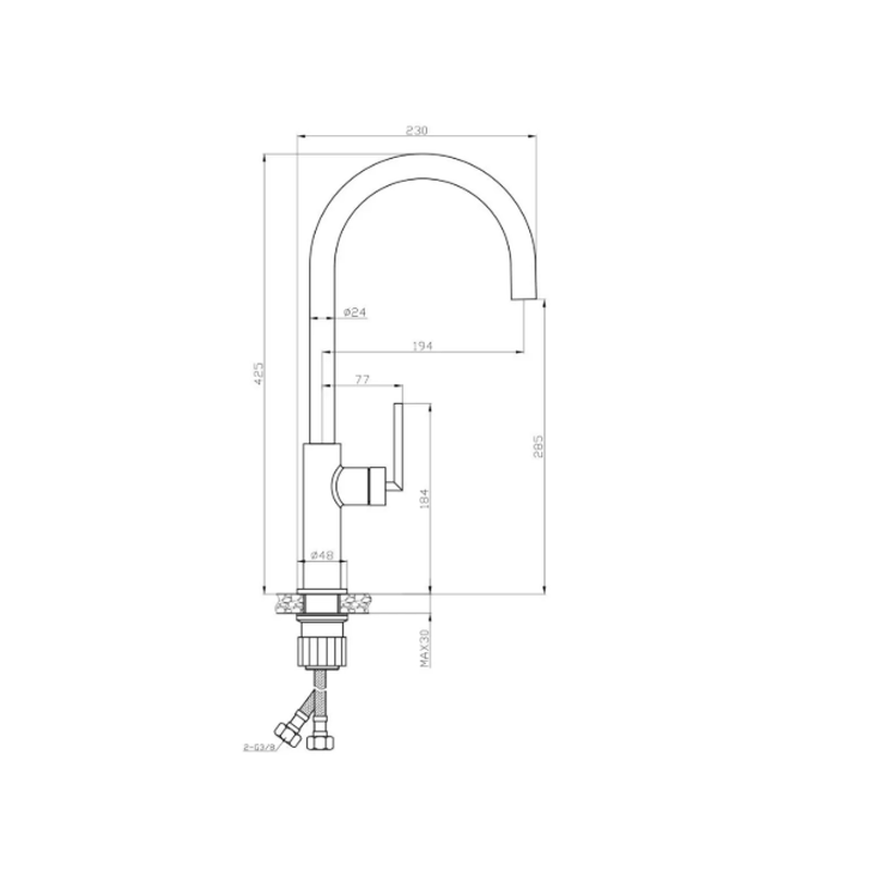 Lia black matte sink mixer, , medium-null