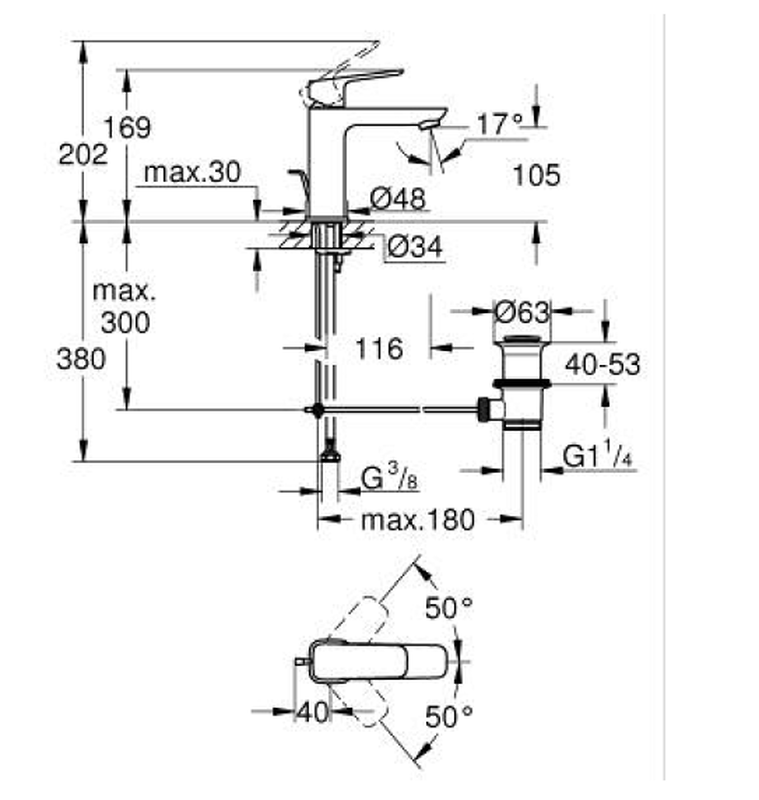 Grohe cubeo single-lever basin mixer 1/2&Prime; m-size chrome, , medium-null
