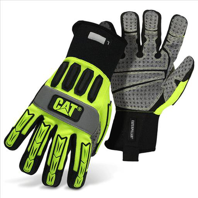 Glove cat60003x high impact molded knuckle/finger protection, pvc dotted synth. Leather palm 3xlarge, , medium