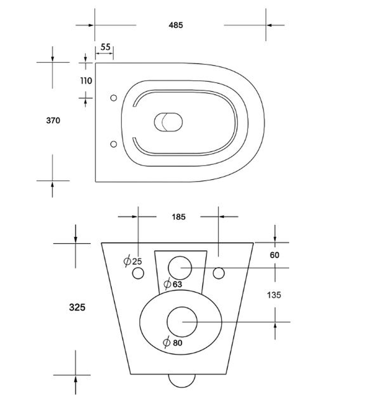 Rimless black wall hung toilet, , medium-null