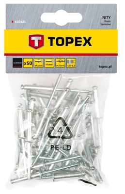 Topex 50pcs rivets 4.0 x 8mm, , medium