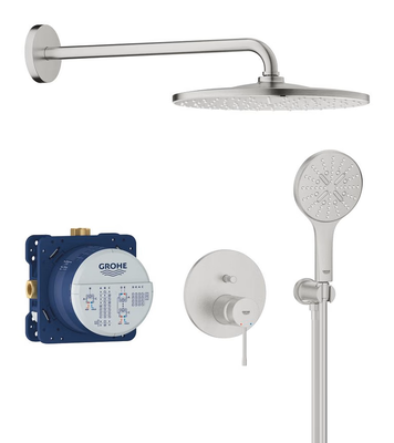 Grohe concealed shower mixer set with rainshower mono 310 supersteel, SUPERSTEEL, medium