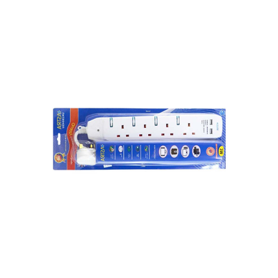 Multiple astra 4 sockets with switches 3m + 2USB