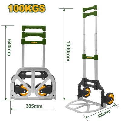 Foldable hand truck 100kg 125mm jadever, , medium