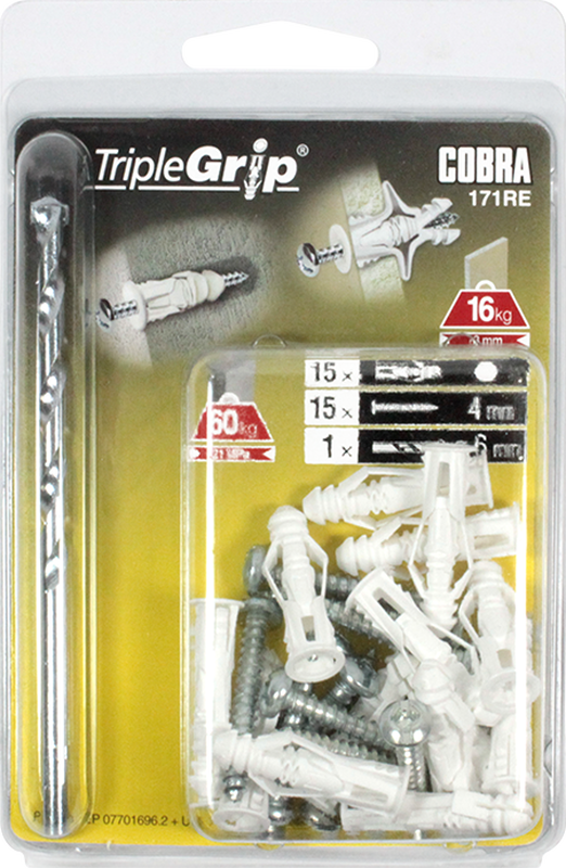 Cobra 171re triple-grip 4mm white (+ screws + drill bit) 15pcs, , medium-null