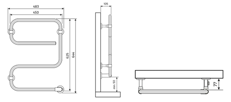 Product image: Athena e p 62-cp bath electric towel warmer, , medium-null