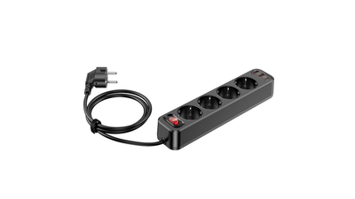Hoco power strip 4-bit extension cable socket + 2 x USB qc3.0 18w + type c pd 20w aura ns1 blac, , medium
