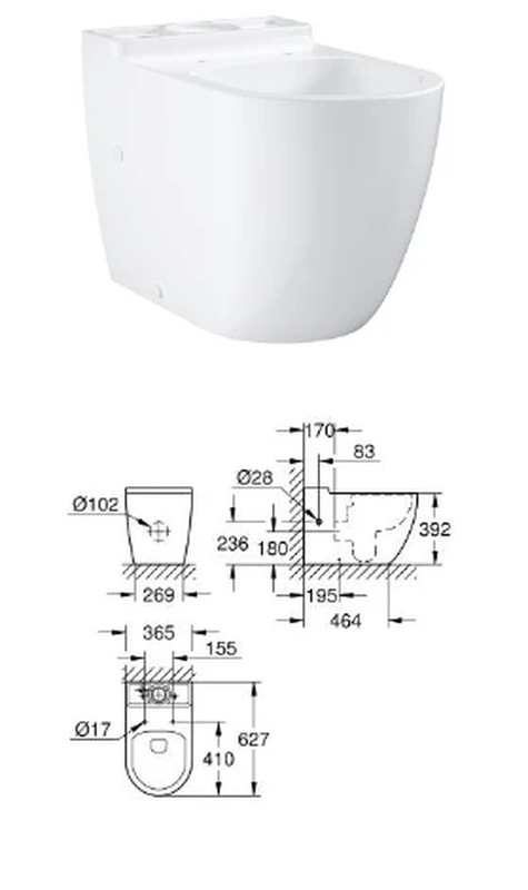 Product image: Grohe bau btw ceramic close-coupled complete wc, , medium-null
