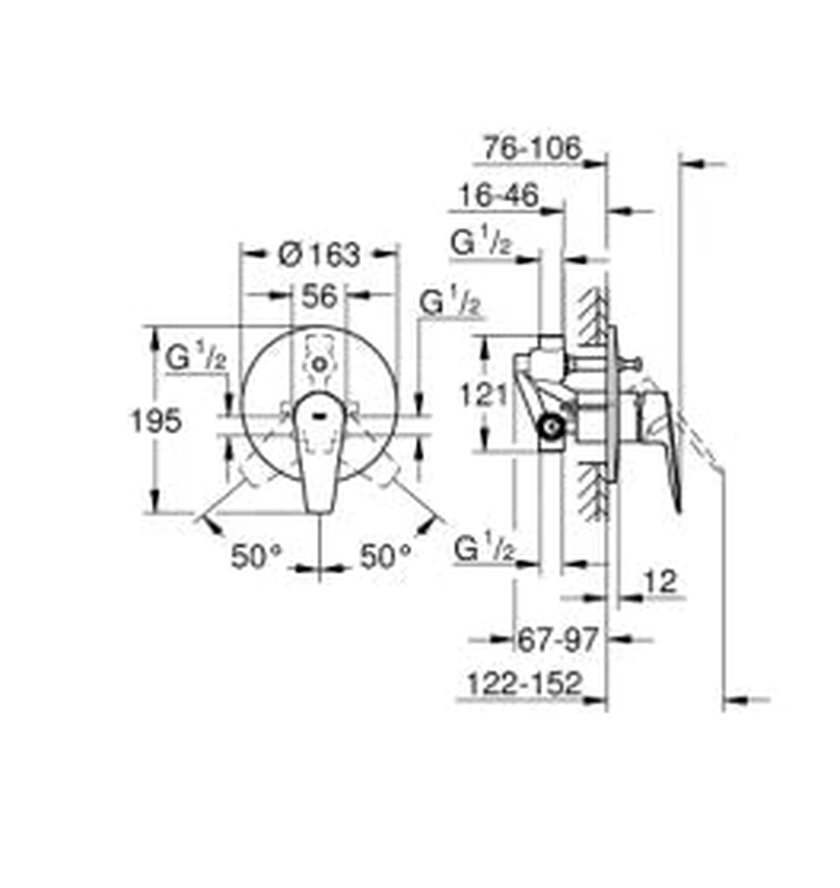 Grohe bauedge single-lever concealed shower mixer 1/2", , medium-null