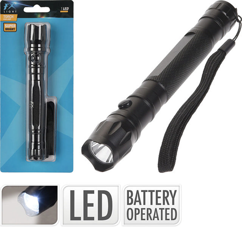 Torch aluminium 16cm black, , medium-null