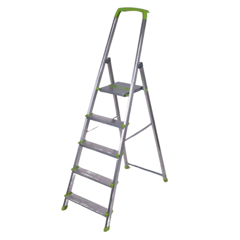 Product image: Σκάλα αλουμινίου 4+1 σκαλοπάτια με θήκη για εργαλεία 150kg max, , medium-null