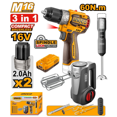 Ingco &sigma;&epsilon;&tau; 3&sigma;&epsilon;1 &delta;&rho;&alpha;&pi;&alpha;&nu;&omicron;&kappa;&alpha;&tau;&sigma;ά&beta;&iota;&delta;&omicron; & &mu;ί&xi;&epsilon;&rho; & &rho;&alpha;&beta;&delta;&omicron;&mu;&pi;&lambda;έ&nu;&tau;&epsilon;&rho; brushless 16v &mu;&epsilon; 2 &mu;&pi;&alpha;&tau;&alpha;&rho;ί&epsilon;&sigmaf; 2ah, , medium