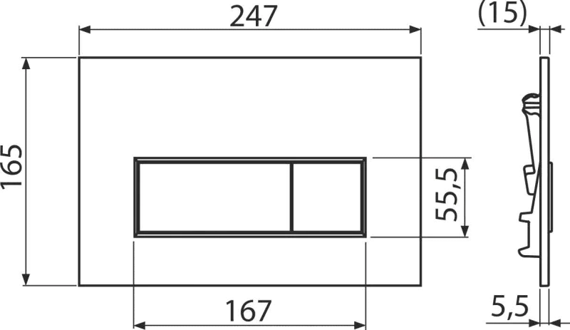Flush plate for pre-wall installation systems gun metal mat (alcadrain), , medium-null