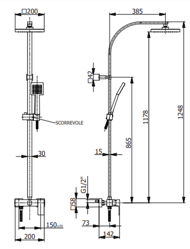 Complete shower column, , medium-null