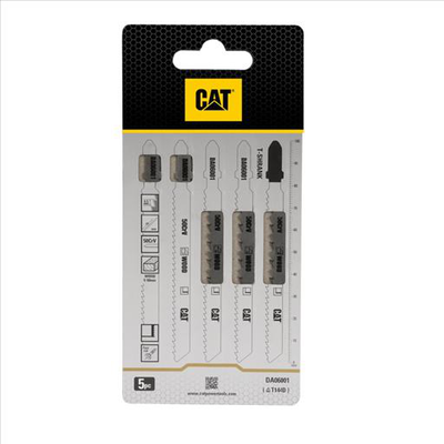 Cat da06001 jigsaw blades t-shank wood plastic 100x1.2x6tpi hcs t144d   75mm  fast cut pack x 5, , medium