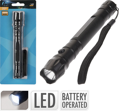 Torch aluminium 16cm black, , medium