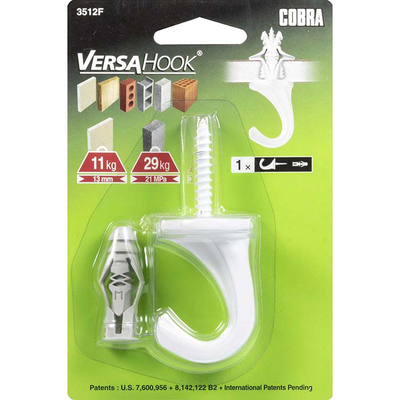 Cobra 3512f μεγαλο γαντζο τειχου λευκο 6mm