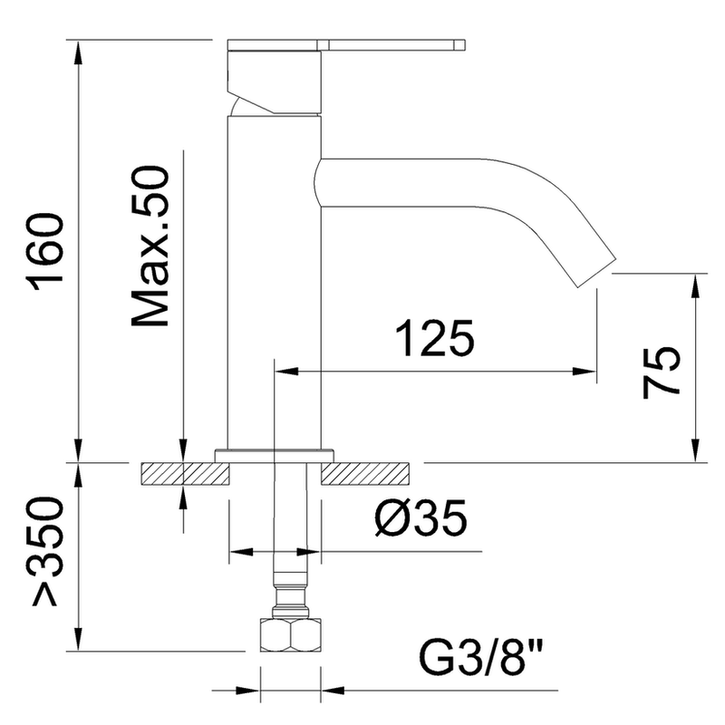 Product image: Nexus brushed gunmetal single lever basin mixer, , medium-null