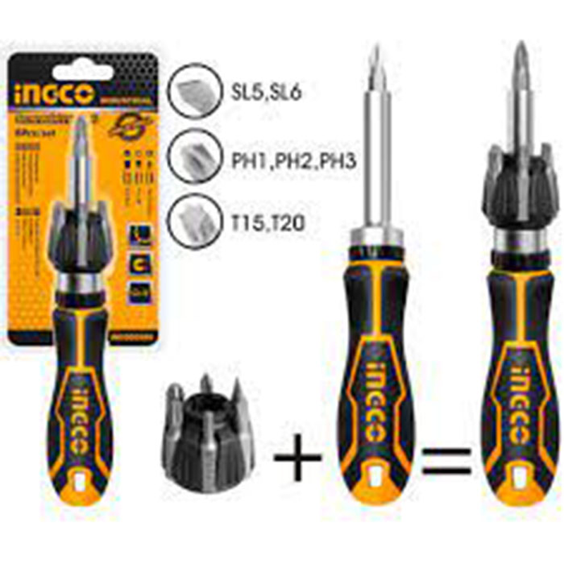 Ingco akisd0808 ratchet screwdriver set 8pcs, , medium-null