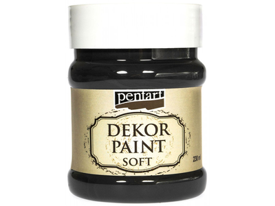 Pentart dekor paint soft 230ml black, Black, medium