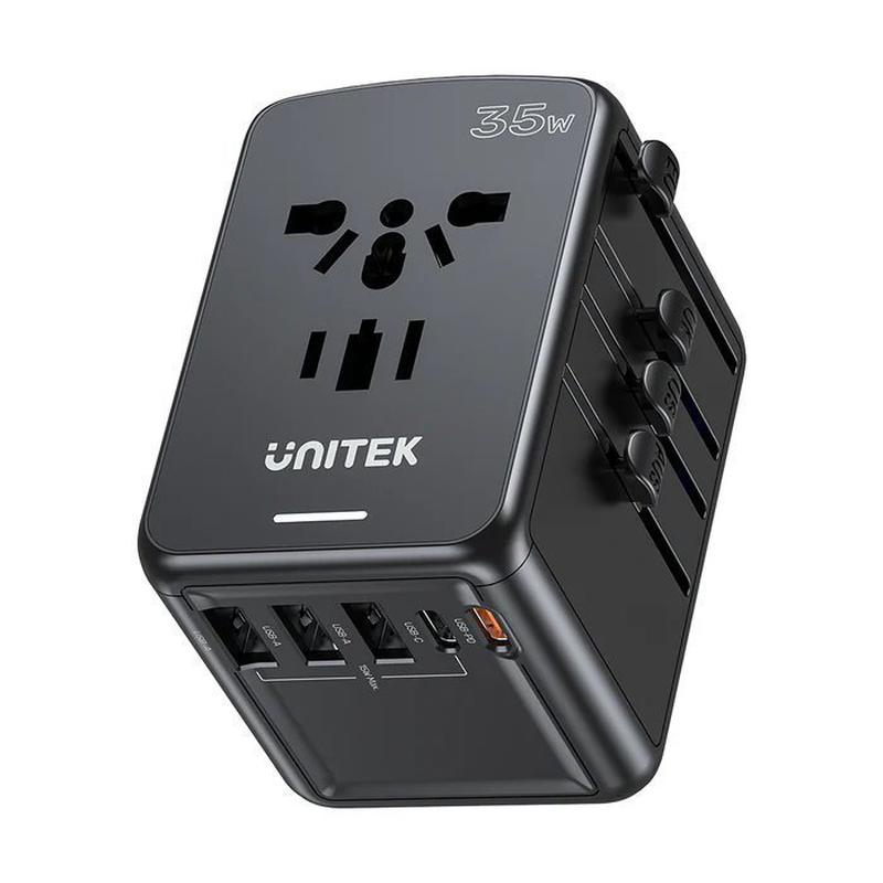 Unitek charge wall 20w travel adapter USBc+USBa black p1120a, , medium-null