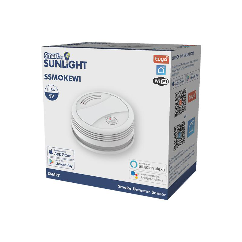 Sunlight smart smoke detector sensor 9v bat Wi-Fi tuya app, , medium image number null