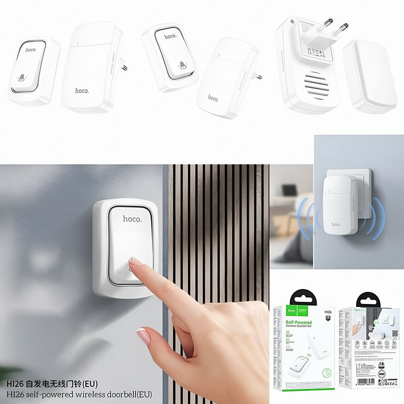 &Alpha;&sigma;ύ&rho;&mu;&alpha;&tau;&omicron; &kappa;&omicron;&upsilon;&delta;&omicron;ύ&nu;&iota; &pi;ό&rho;&tau;&alpha;&sigmaf; hoco hi26 self-powered wireless doorbell, , medium-null