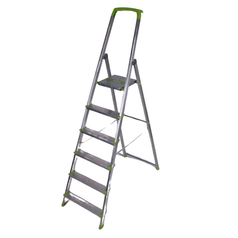 Product image: Σκάλα αλουμινίου 5+1 σκαλοπάτια με θήκη για εργαλεία 150kg max, , medium-null