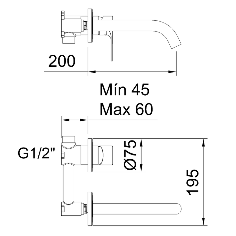 Rocket chrome concealed basin mixer, , medium-null