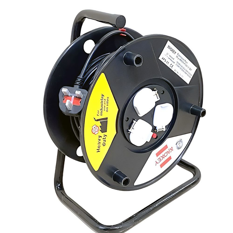 Product image: Kaokey καρούλι ρεύματος 50m πλαστικό βαρέως τύπου με καλώδιο 1.5mm² & 3 πρίζες, , medium-null
