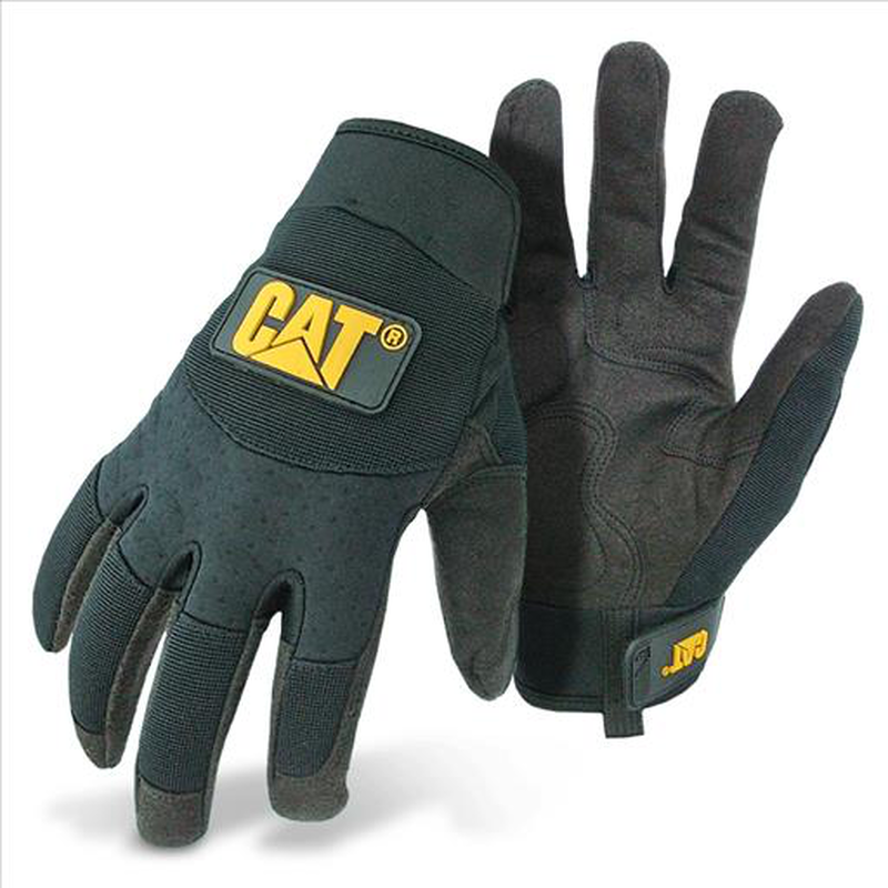 Glove cat012211l pu synthetic leather padded palm w/spandex back utility  , size large-null
