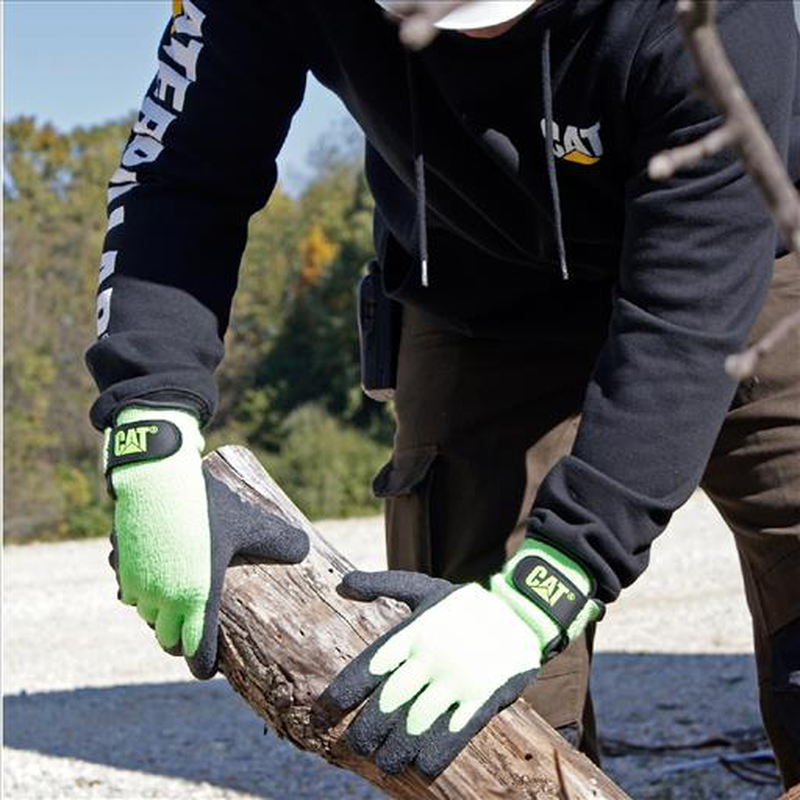 Glove cat017417j fluorescent green latex coated palm w/adjustble wrist strap , size jumbo-null