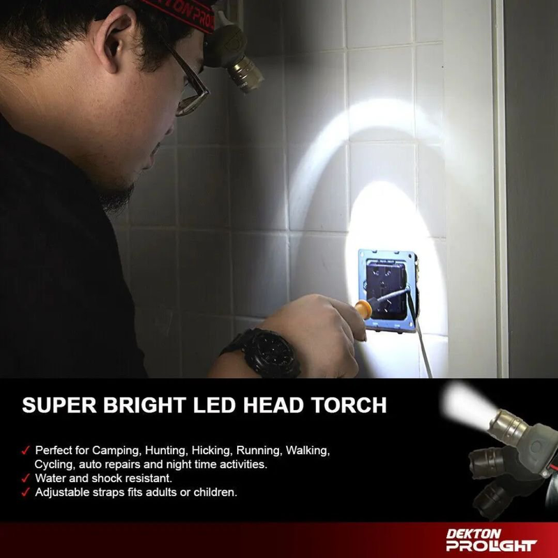 Product image: Dekton φακός κεφαλής pro light 160 lumens με ρυθμιζόμενη εστίαση & λουράκι στήριξης, , medium-null