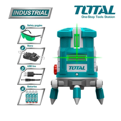 Total tll305205 αυτορυθμιζόμενο γραμμικό αλφάδι laser πράσινης δέσμης 0-30m, , medium