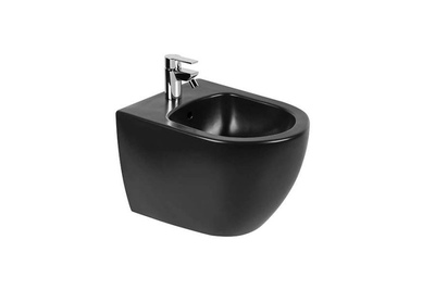 Sanibold black matte wall hung bidet with hidden fixings, , medium