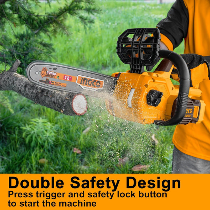 Ingco chainsaw 12" 20v set, , medium-null