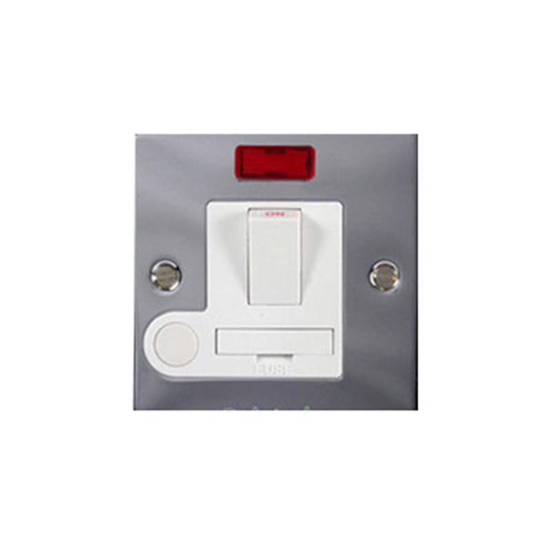 Wall switch fcu's 13a silver with lamp and a white gang switch-null