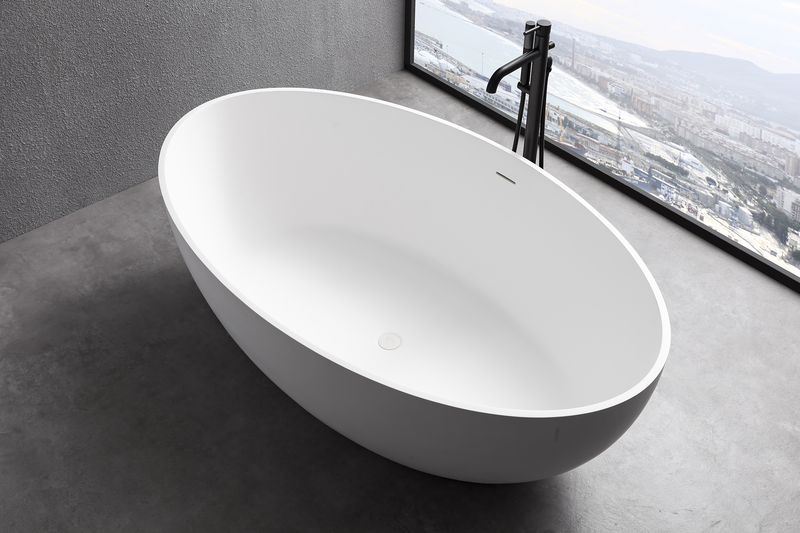 Free standing solid surface bathtub white matte 170x100x56cm, , medium-null